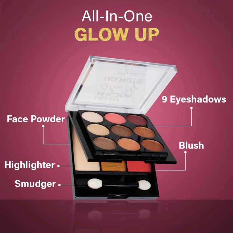 Hilary Rhoda Glow Up Face Palette | Face Palette with Blush, Highlighter, Face Powder & Eyeshadows | Highly Pigmented Face Palette | Available in 4 Variants | 20.6g (Shade 04) thumbnail 5